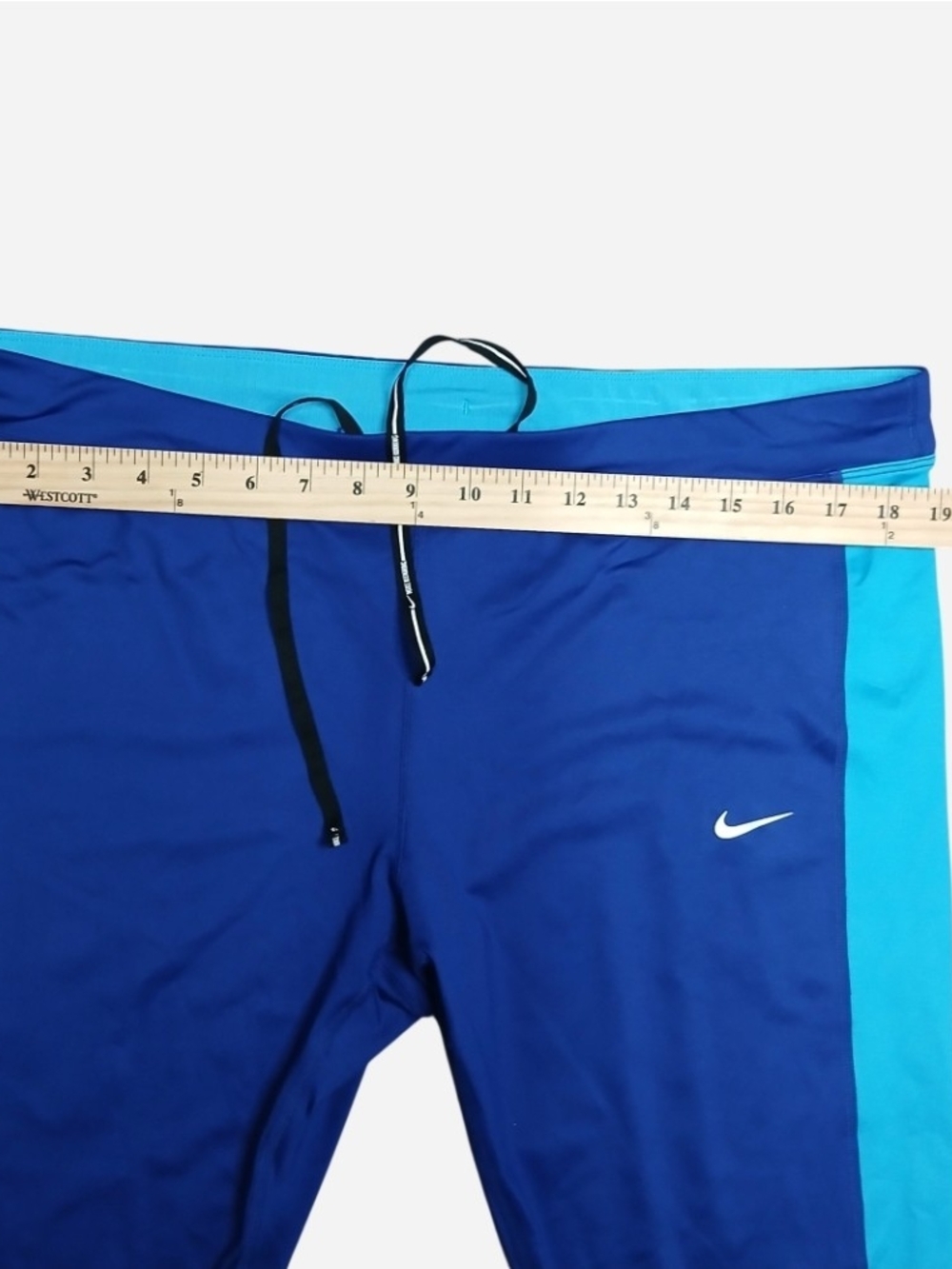 Nike Women's Royal Blue and Aqua Workout Capris with White Swoosh - Picture 5 of 7